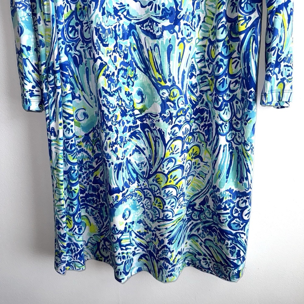 NWT Lilly Pulitzer Erin Dress Blue Crush After Party Size XL Pima Cotton Vibrant - Picture 3 of 9